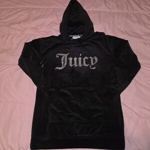 Juicy Couture Black Velour Hoodie with Sparkling Logo XS